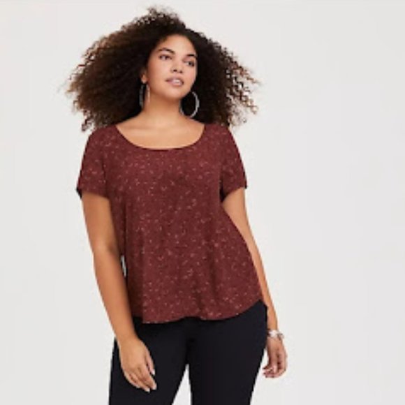 torrid Tops - Torrid Abbey Geo Georgette Button Back Plus Size Top Flowy Wrinkle Free Western